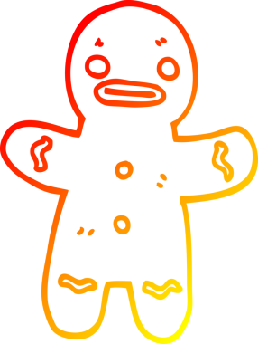 Bir insan tarafından çizilmiş bir zencefilli kurabiye adamın sıcak çizgi çizimi