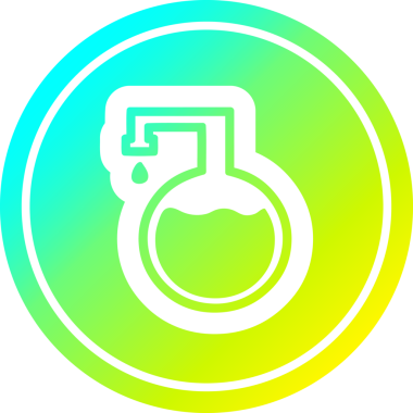 Bir insan tarafından çizilmiş serin gradyan çizgili kimyasal şişe dairesel simgesi