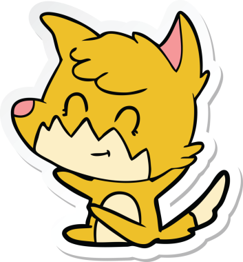 Bir insan tarafından çizilmiş bir çizgi film tilkisinin çıkartması.