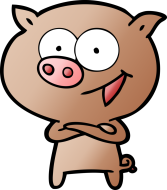 Bir insan tarafından çizilmiş neşeli domuz çizgi filmi.