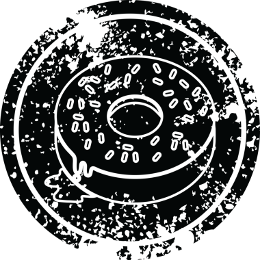 Bir insan tarafından çizilmiş lezzetli, buzlu, dairesel, sıkıntılı bir simgenin çizimi.