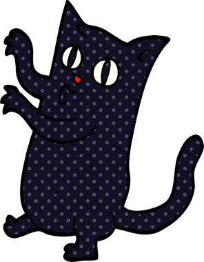 Bir insan tarafından çizilmiş karikatür, ürkütücü kara kedi.