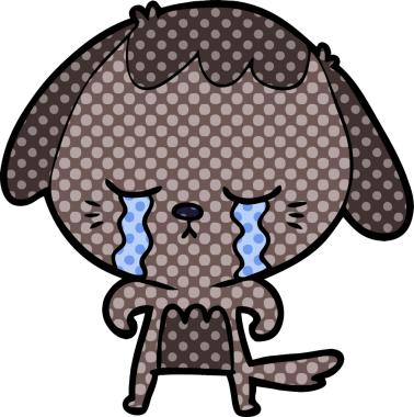 Bir insan tarafından çizilmiş ağlayan bir köpek.