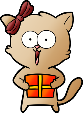 Bir insan tarafından çizilmiş çizgi film kedisi.