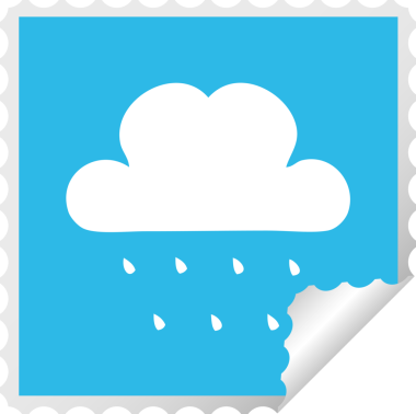 Bir insan tarafından çizilmiş bir yağmur bulutunun kare soyulmuş çıkartması.