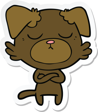 Bir insan tarafından çizilmiş şirin bir köpeğin çıkartması.