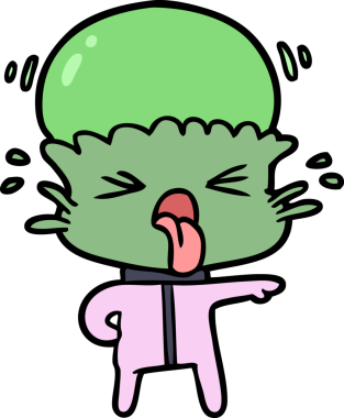 Bir insan tarafından çizilmiş garip bir uzaylı çizgi filmi.