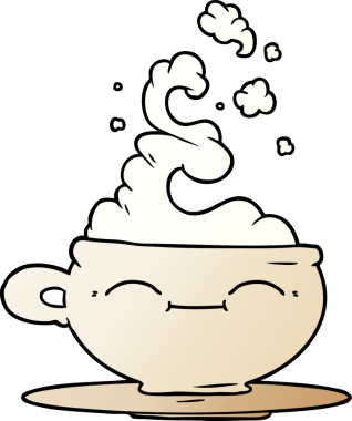 Bir insan tarafından çizilmiş sıcak kahve fincanı.