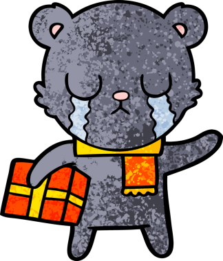 Bir insan tarafından çizilmiş ağlayan ayı karikatürü.