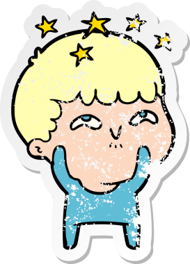 Bir çizgi filmin sıkıntılı çıkartması Bir insan tarafından çizilmiş hayret verici bir çocuk