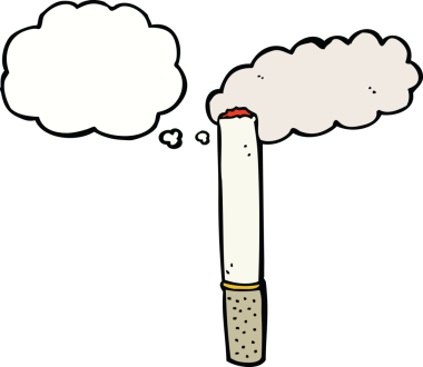 Bir insan tarafından çizilmiş düşünce balonlu çizgi film sigarası.