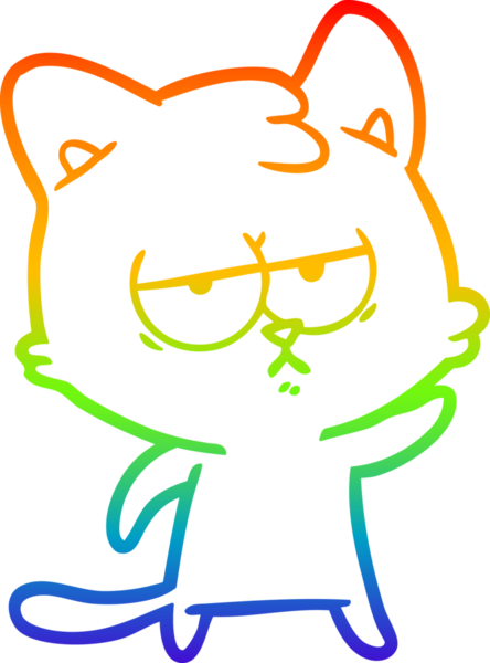 gökkuşağı gradyan çizimi bir insan tarafından çizilmiş sıkılmış çizgi film kedisi