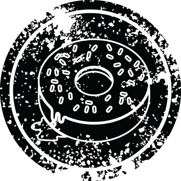 Bir insan tarafından çizilmiş lezzetli, buzlu, dairesel, sıkıntılı bir simgenin çizimi.