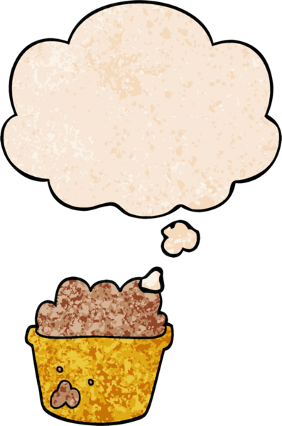 Bir insan tarafından çizilmiş grunge desenli düşünce baloncuğu olan bir toprak saksısı.