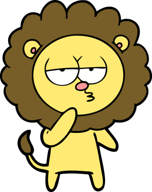 Bir insan tarafından çizilmiş yorgun bir aslan.