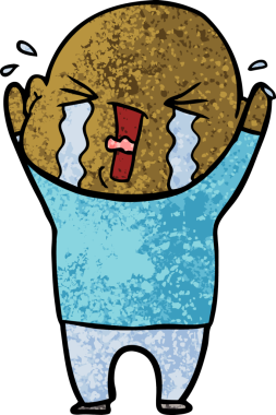 Bir insan tarafından çizilmiş ağlayan kel bir adam.