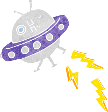 bir insan tarafından çizilmiş UFO çizgi filmi