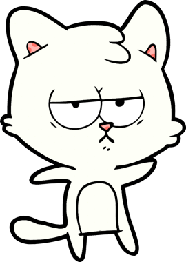 Bir insan tarafından çizilmiş sıkıcı çizgi film kedisi.