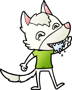 Bir insan tarafından çizilmiş aç kurt çizgi filmi.