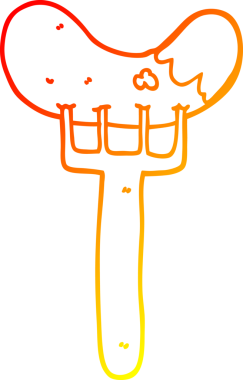 Bir insan tarafından çizilen çatalla çizilmiş bir sosisin sıcak çizgi çizimi