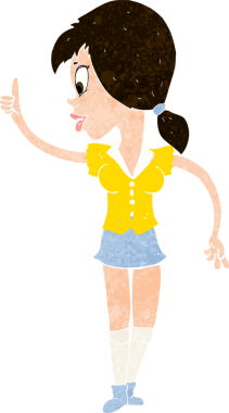 Bir insan tarafından çizilmiş bir fikri olan çizgi film kızı.