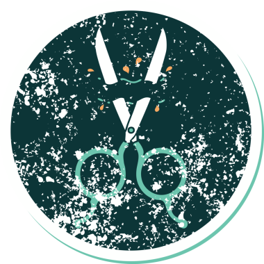 Bir insan tarafından çizilmiş berber makasının sembolik dövmeli görüntüsü