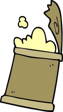 Çizgi film karalaması. Bir insan tarafından çizilmiş yiyecek konservesi.