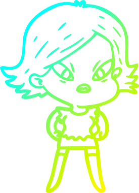 Bir insan tarafından çizilmiş soğuk gradyan çizgi çizimi stresli bir kadın