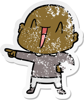 Bir insan tarafından çizilmiş mutlu, kel bir adamın sıkıntılı çıkartması.