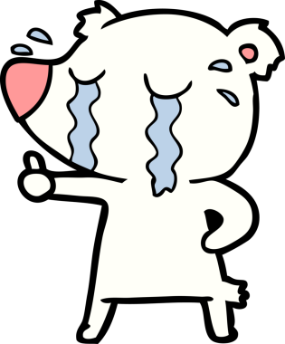 Bir insan tarafından çizilmiş üzgün küçük kutup ayısı çizgi filmi.