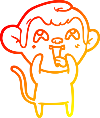 İnsan tarafından çizilmiş çılgın bir çizgi maymunun sıcak çizgi çizimi