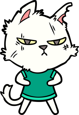 Bir insan tarafından çizilmiş sert çizgi film kedisi.