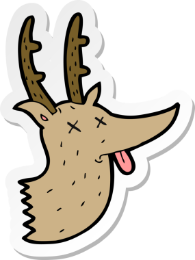 Bir insan tarafından çizilmiş karikatür geyik kafası çıkartması.