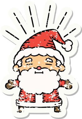 Bir insan tarafından çizilmiş eski bir dövme stili Noel Baba karakterinin eski çıkartması.