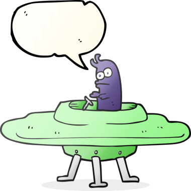 Bir insan tarafından çizilmiş serbest konuşma balonu uçan daire.