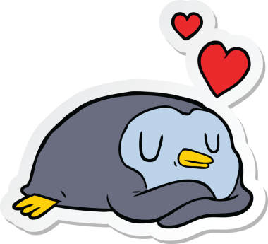 Bir insan tarafından çizilmiş penguen çizgi filminin çıkartması.