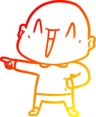 Bir insan tarafından çizilmiş mutlu, kel bir adamın sıcak çizgi çizimi.