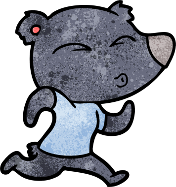 Bir insan tarafından çizilmiş çizgi film koşu ayısı.