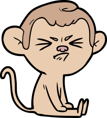 Bir insan tarafından çizilmiş kızgın maymun çizgi filmi.