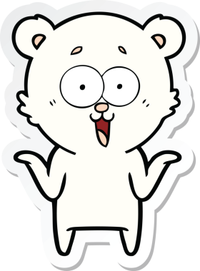 Bir insan tarafından çizilmiş gülen oyuncak ayının çıkartması.