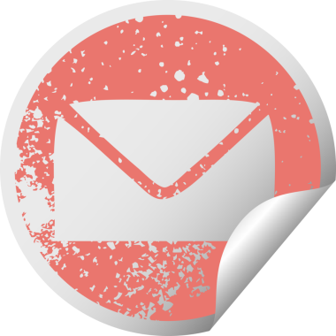 Bir insan tarafından çizilen kağıt zarfın çizilmiş dairesel kabuk soyma etiketi.