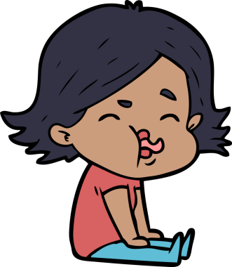 Bir insan tarafından çizilen karikatür kızı.