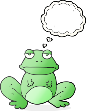 Bir insan tarafından çizilmiş serbest çizim baloncuklu kurbağa.