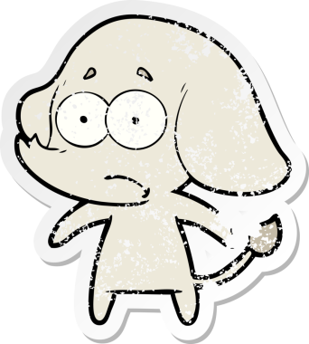 Bir insan tarafından çizilmiş belirsiz bir filin sıkıntılı çıkartması.