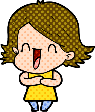 Bir insan tarafından çizilmiş gülen kadın çizgi filmi.