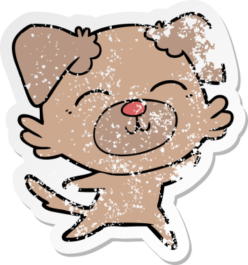 Bir insan tarafından çizilmiş bir karikatür köpeğinin sıkıntılı çıkartması.