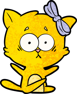 Bir insan tarafından çizilmiş çizgi film kedisi.