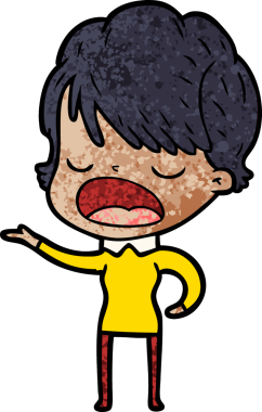 Bir insan tarafından çizilmiş bir karikatür kadın konuşuyor.