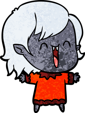 Bir insan tarafından çizilmiş mutlu vampir kız çizgi filmi.