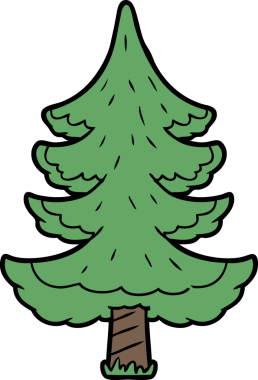 Bir insan tarafından çizilmiş çizgi film ağacı.